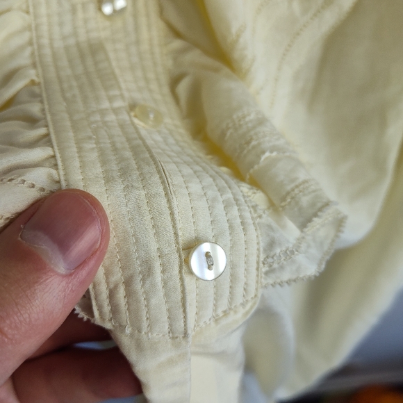 Silk Marina Rinaldi Sport blouse ivory shirt cotton lightweight 31 US 22 ruffle - Picture 12 of 15